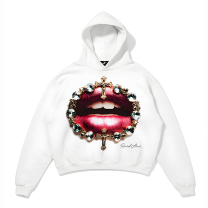 RED LIP GRAPHIC HOODIE
