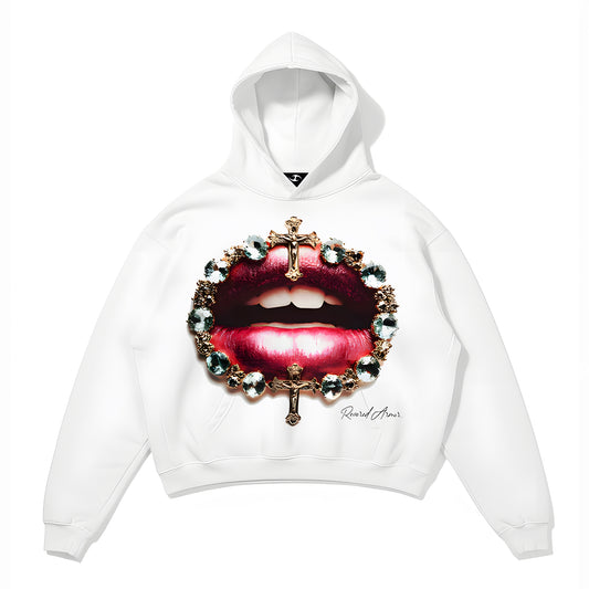 RED LIP GRAPHIC HOODIE