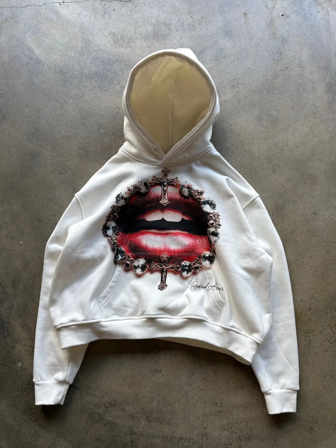 RED LIP GRAPHIC HOODIE